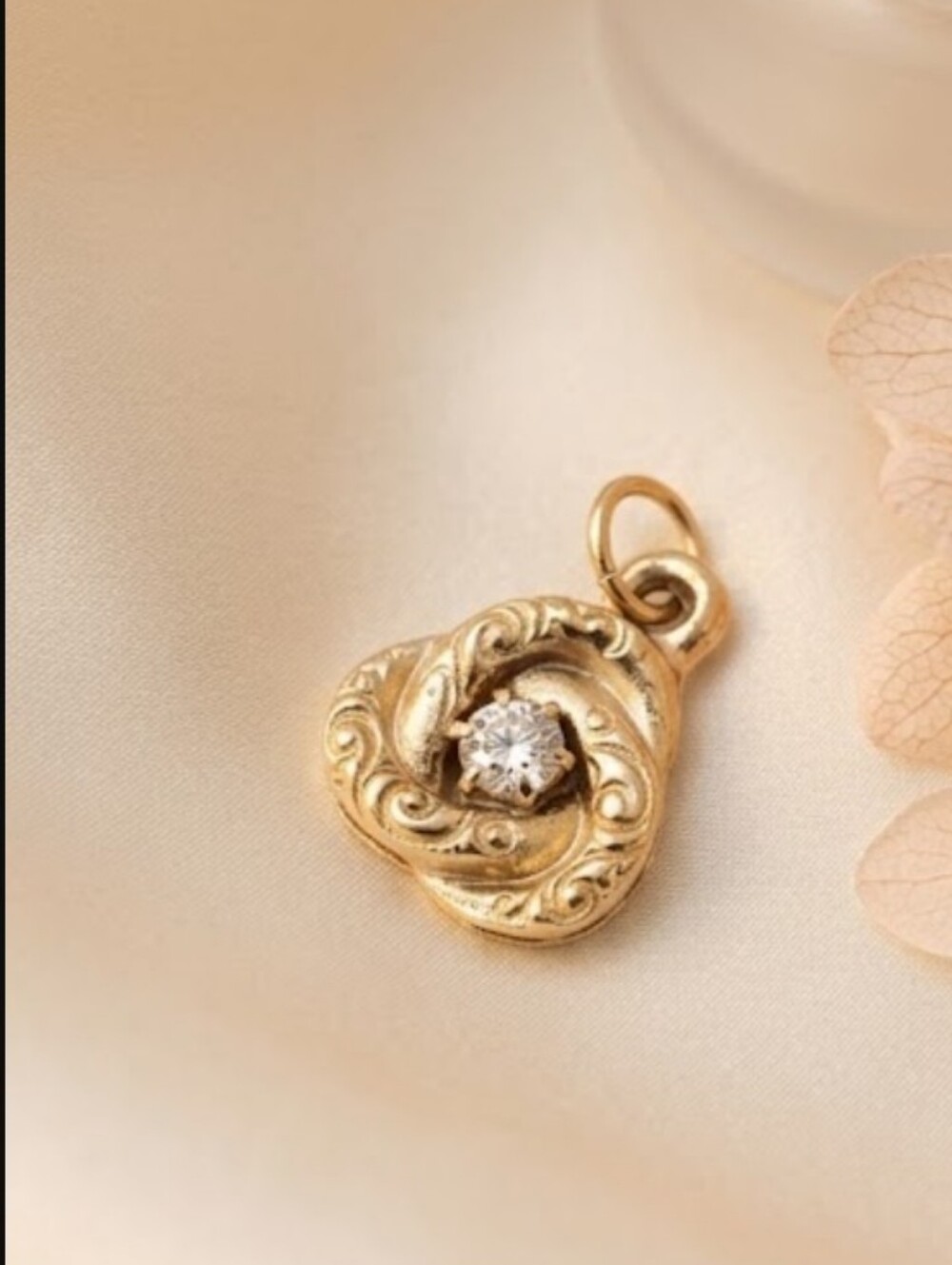 Dainty Eternity Bronze Rhinestone Charm Pendant *No Chain*